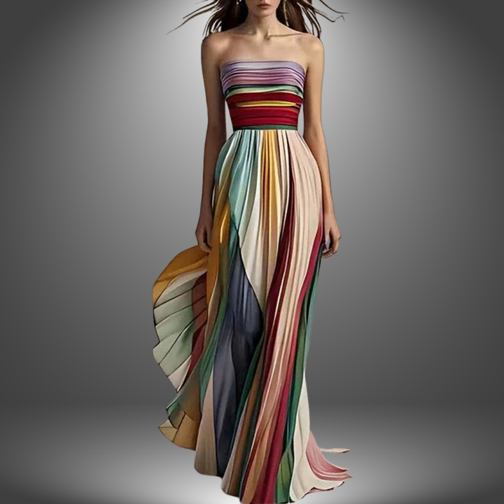 Abigail – Robe maxi plissée sans bretelles