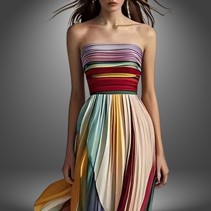 Abigail – Robe maxi plissée sans bretelles
