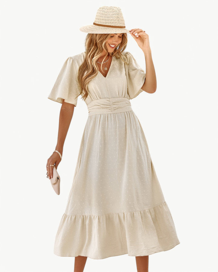 Renée – Robe longue à encolure en V