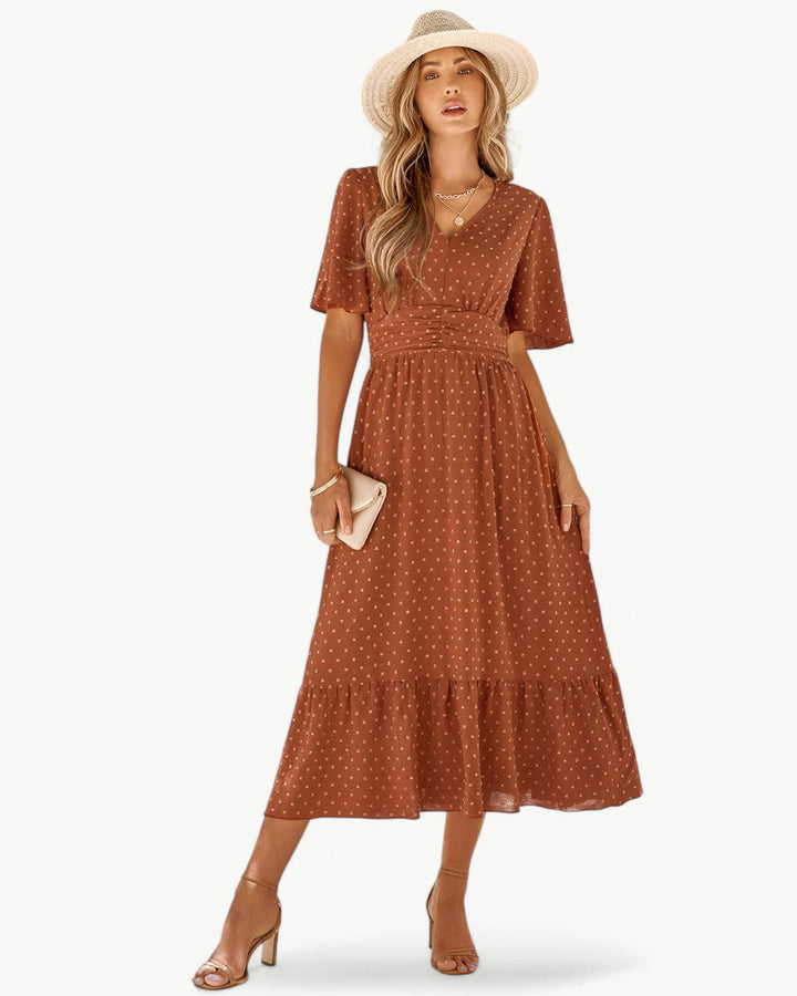 Renée – Robe longue à encolure en V