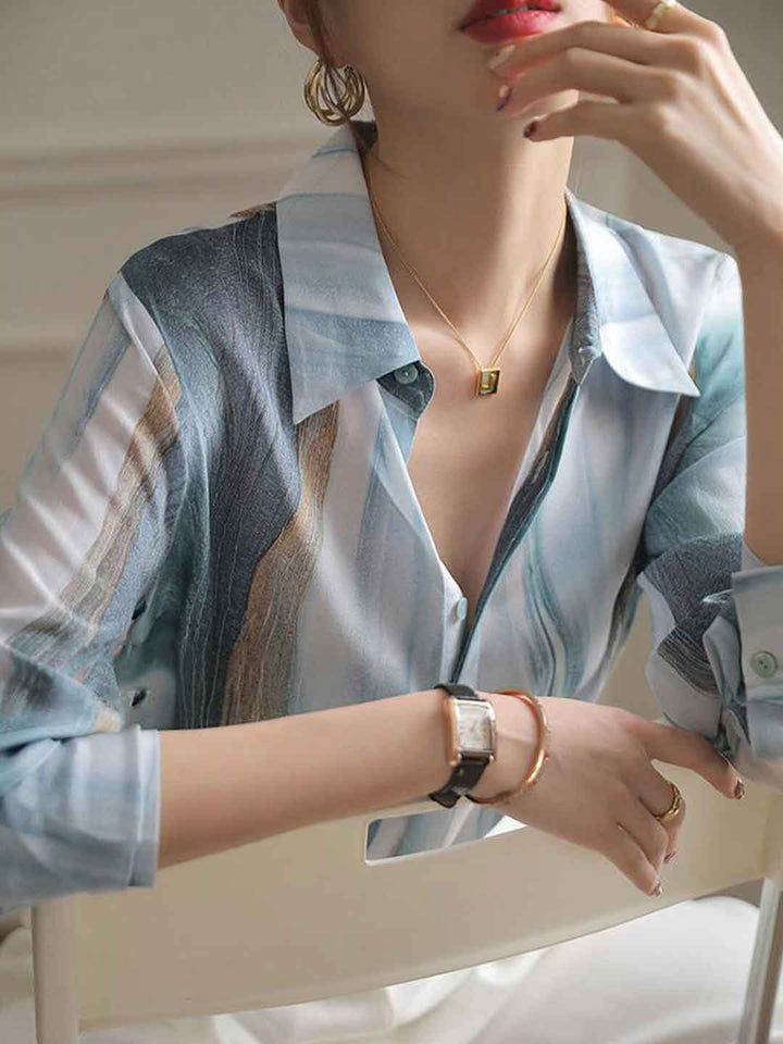 Trinity – Chemisier en satin imprimé
