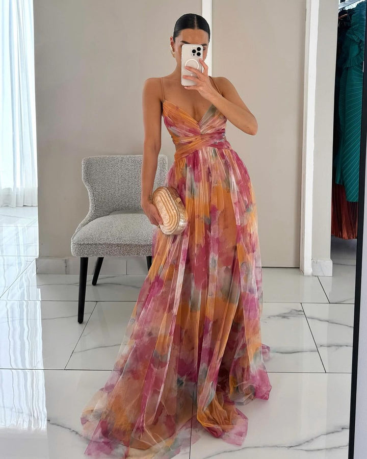 Gisèle – Robe longue fleurie et flatteuse