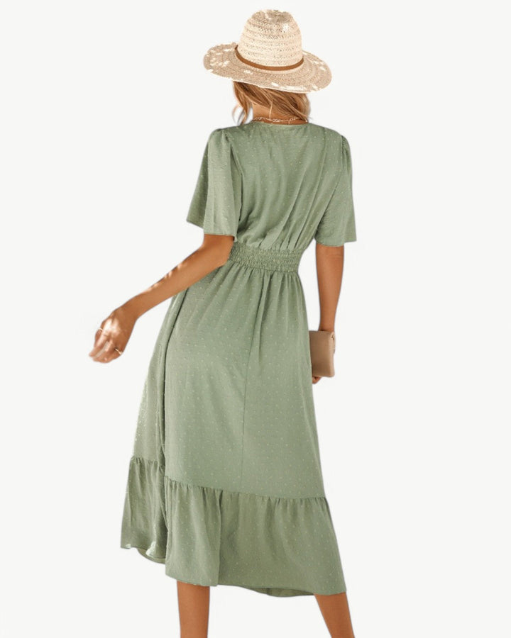 Renée – Robe longue à encolure en V