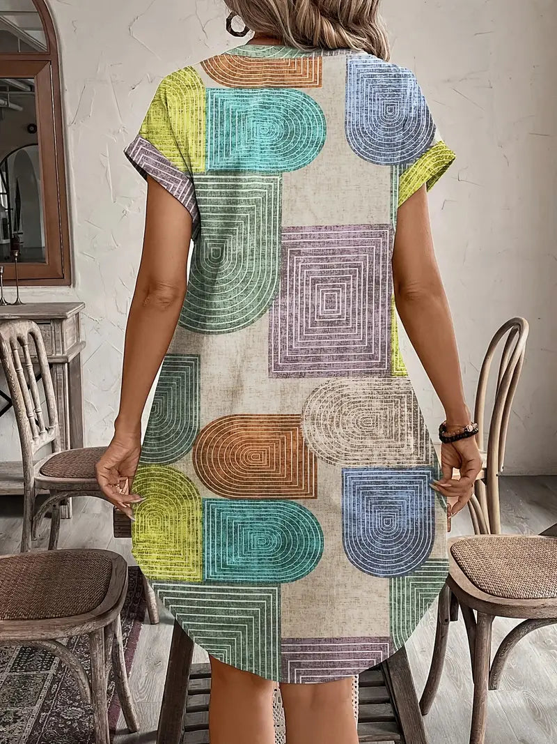 Lucille - Robe Élégante avec Imprimé Géométrique