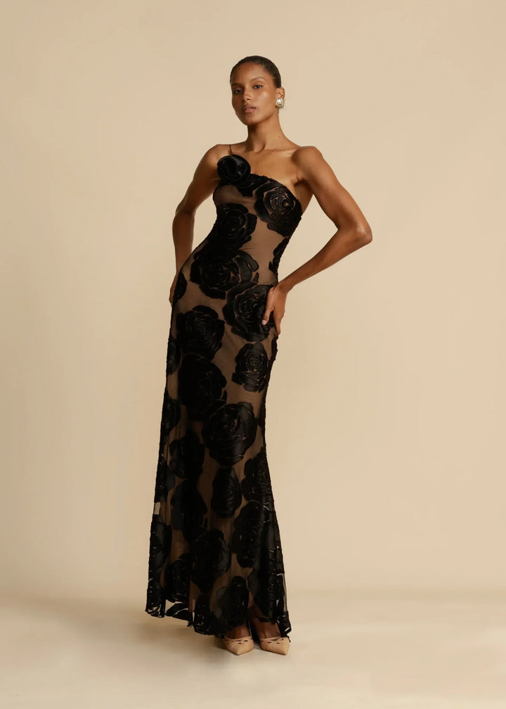Leila – Robe Longue Brodée à Fleurs
