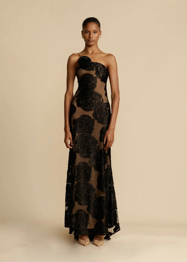Leila – Robe Longue Brodée à Fleurs
