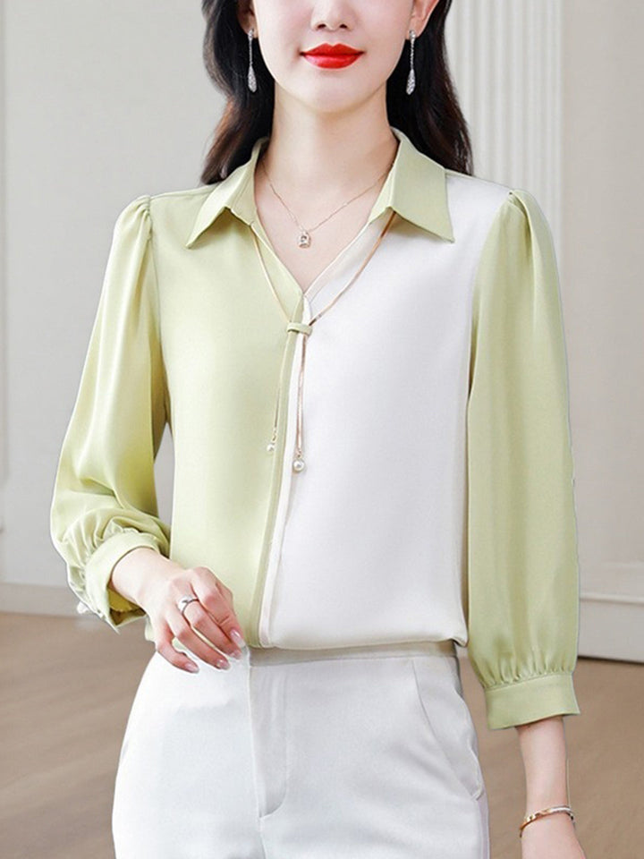 Claire – Chemise en satin à col en V élégant