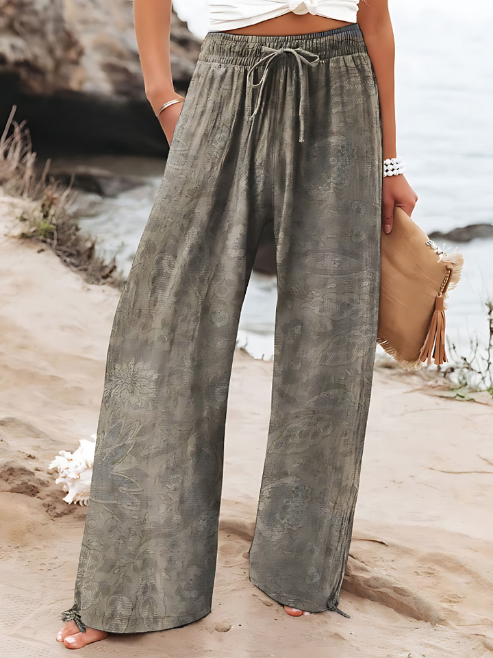 FLORA – Pantalon en lin à motif fleuri