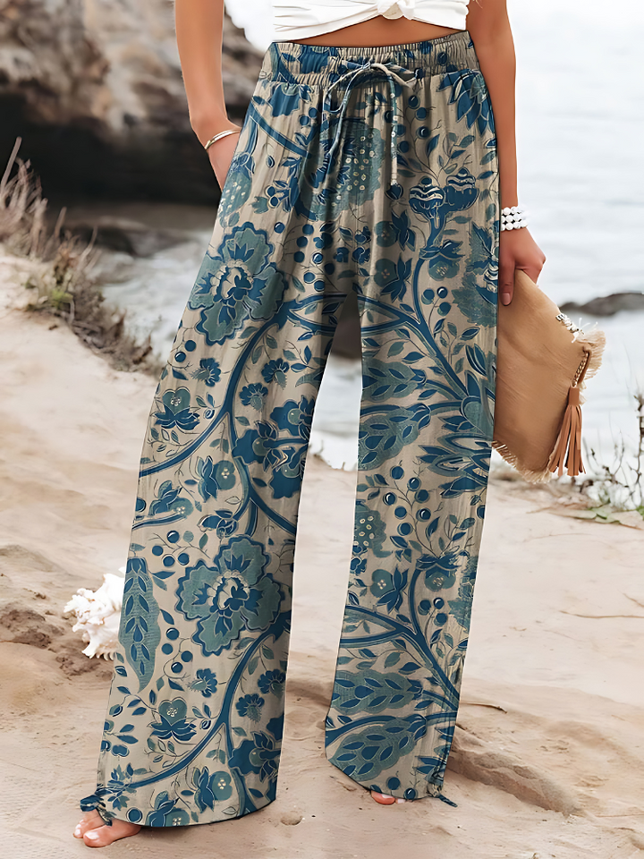 FLORA – Pantalon en lin à motif fleuri