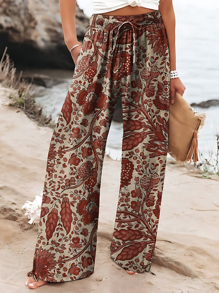 FLORA – Pantalon en lin à motif fleuri