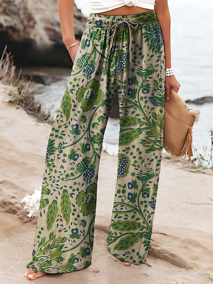 FLORA – Pantalon en lin à motif fleuri