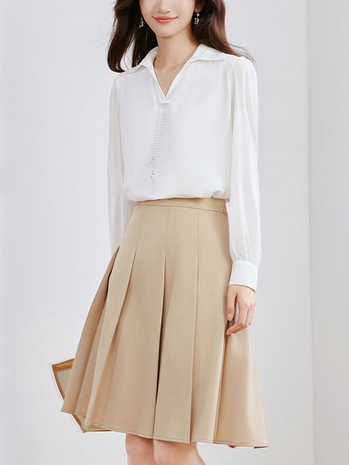 Claire – Chemise en satin à col en V élégant
