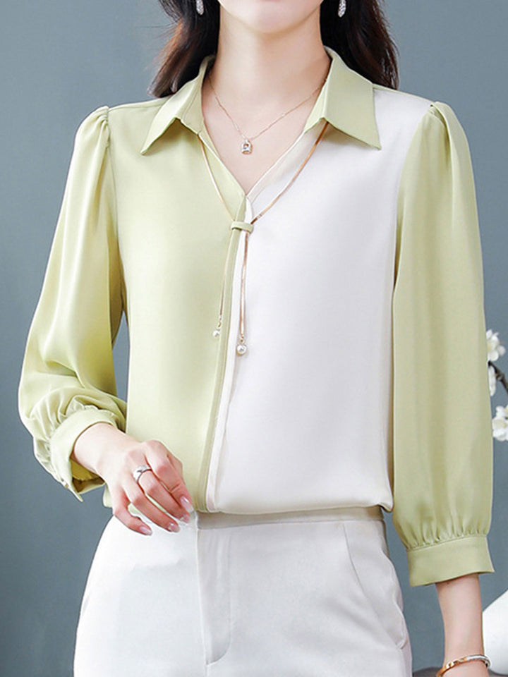 Claire – Chemise en satin à col en V élégant
