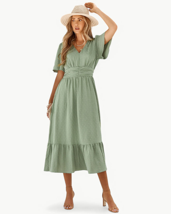 Renée – Robe longue à encolure en V