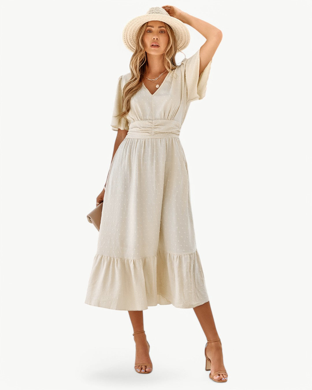 Renée – Robe longue à encolure en V