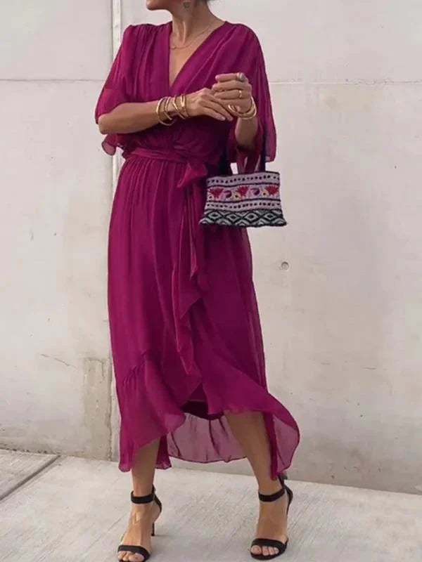 Monica – Robe en mousseline à col en V