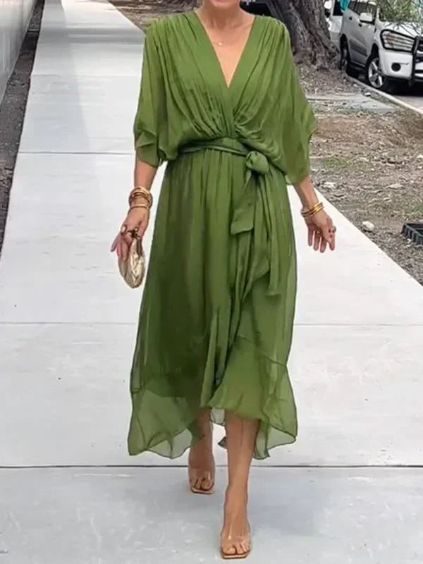 Monica – Robe en mousseline à col en V