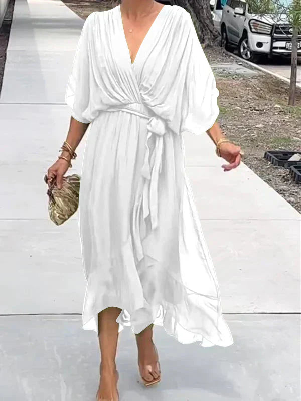 Monica – Robe en mousseline à col en V