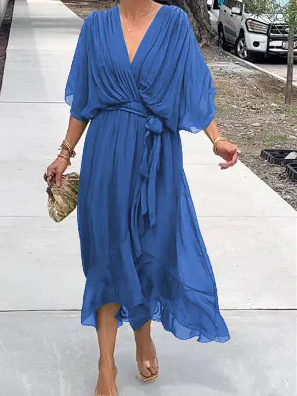 Monica – Robe en mousseline à col en V