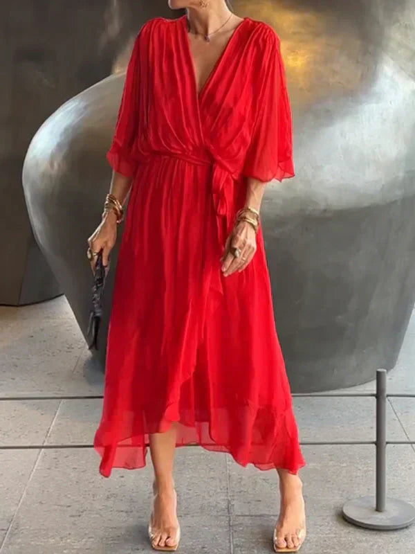 Monica – Robe en mousseline à col en V