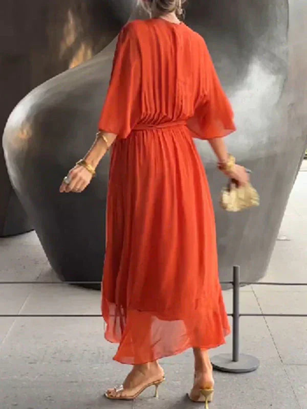 Monica – Robe en mousseline à col en V