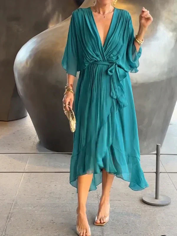 Monica – Robe en mousseline à col en V