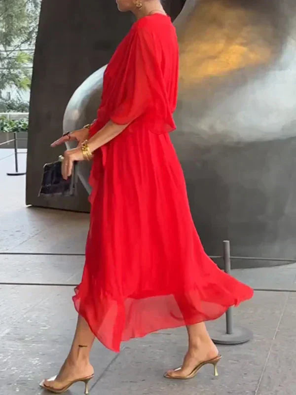 Monica – Robe en mousseline à col en V